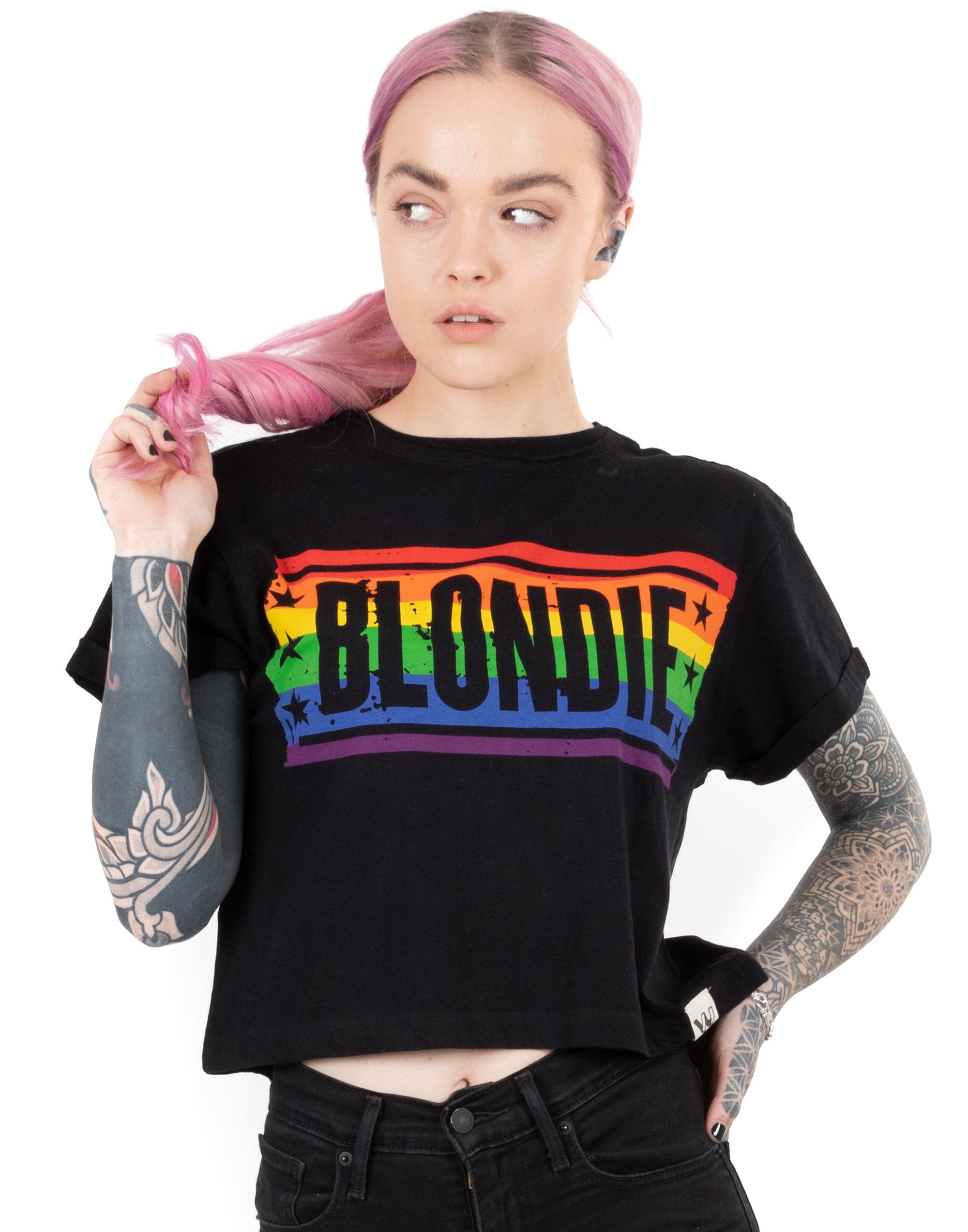 Vanilla Underground Blondie Womens Black Logo Cropped Short Sleeved T-Shirt (Medium) from B&Q