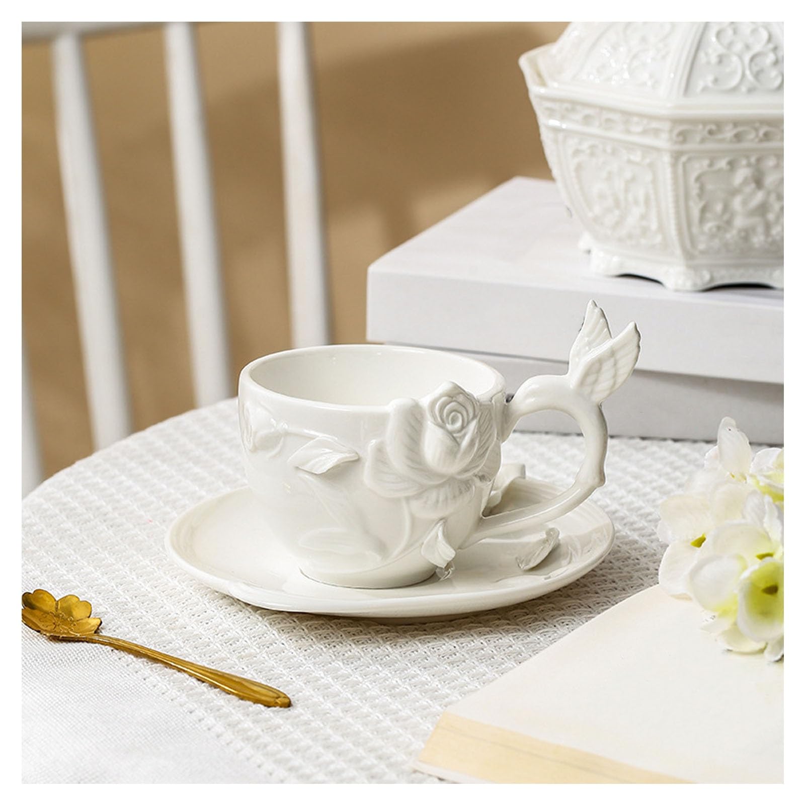 Ceramiczny zestaw filiżanek do herbaty, ręcznie wykonany kubek do kawy ze spodkiem, wielofunkcyjny kubek na mleko do herbaty, kawy i nie tylko - idealny do użytku domowego lub biurowego