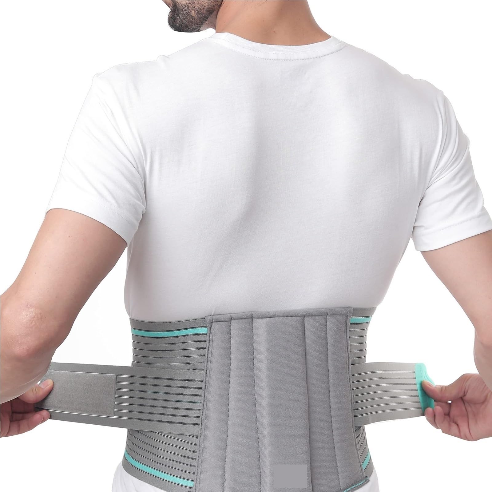 Pasek Lędźwiowy Regulowane Podparcie Lędźwiowe Z Oddychającym Kompresyjnym Pasem Ortopedycznym Pleców Kręgosłupa(Grey,Large)