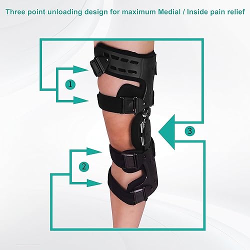 Miniatura 9 de Rodillera OA Unloader para dolor de artritis, osteoartritis, reparación de defectos de cartílago, necrosis avascular, hueso en hueso dolor de