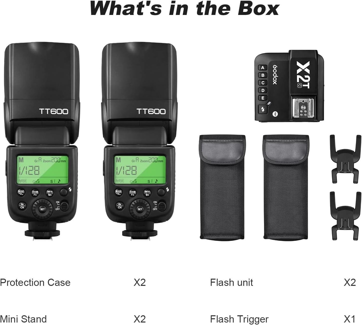 Godox 2X TT600 HSS 2.4G Wireless Master/Slaver Flash Speedlite & Receiver Godox X2T-C Remote Trigger Transmitter Kit Built-in godox X System Compatible for Canon Cameras
