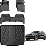 AOMSAZTO Tapis de sol & Compatible avec Volkswagen Tiguan 2018-2024 Tous les temps TPE Kit complet de tapis de coffre de voiture noir