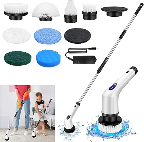 Miniatura 10 de Cepillo de limpieza eléctrico, limpiador eléctrico 3 en 1, limpiador giratorio eléctrico IPX6, 2 modos de limpieza inalámbrica de mano, carga USB