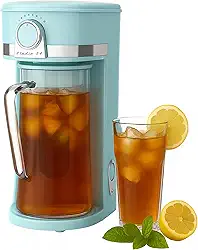 Studio 54 Máquina de chá gelado retrô com infusor, jarro de vidro de 3 litros, cafeteira elétrica para chá e café, força ajustável para café gelado, lattes gelados, chá doce e infusões de frutas