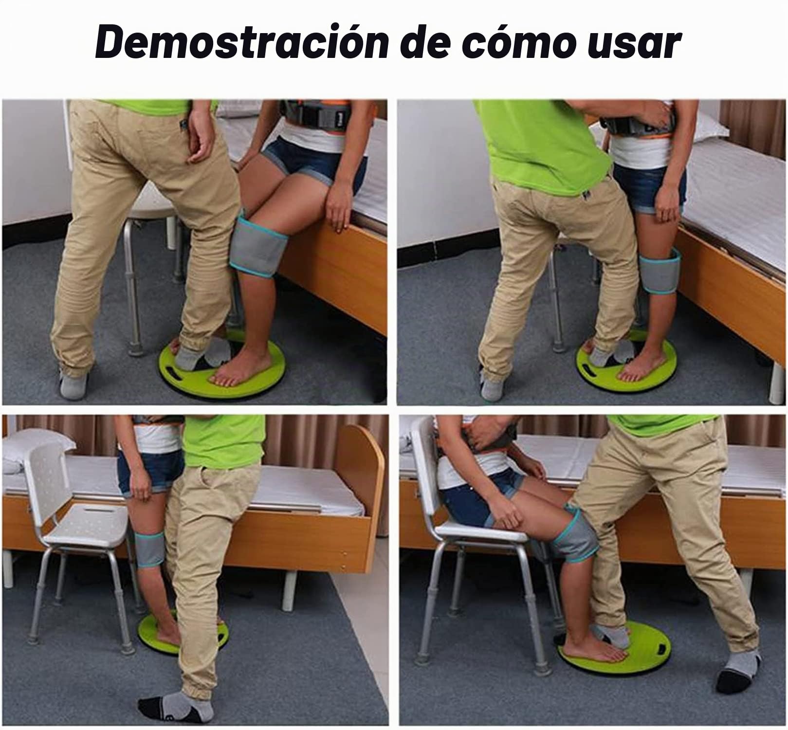 Disco de transferencia y pivote, dispositivo de transferencia de peso antideslizante de 15" de diámetro y ayuda para la movilidad con rotación de 360 grados para giros, transferencia cambio dirección