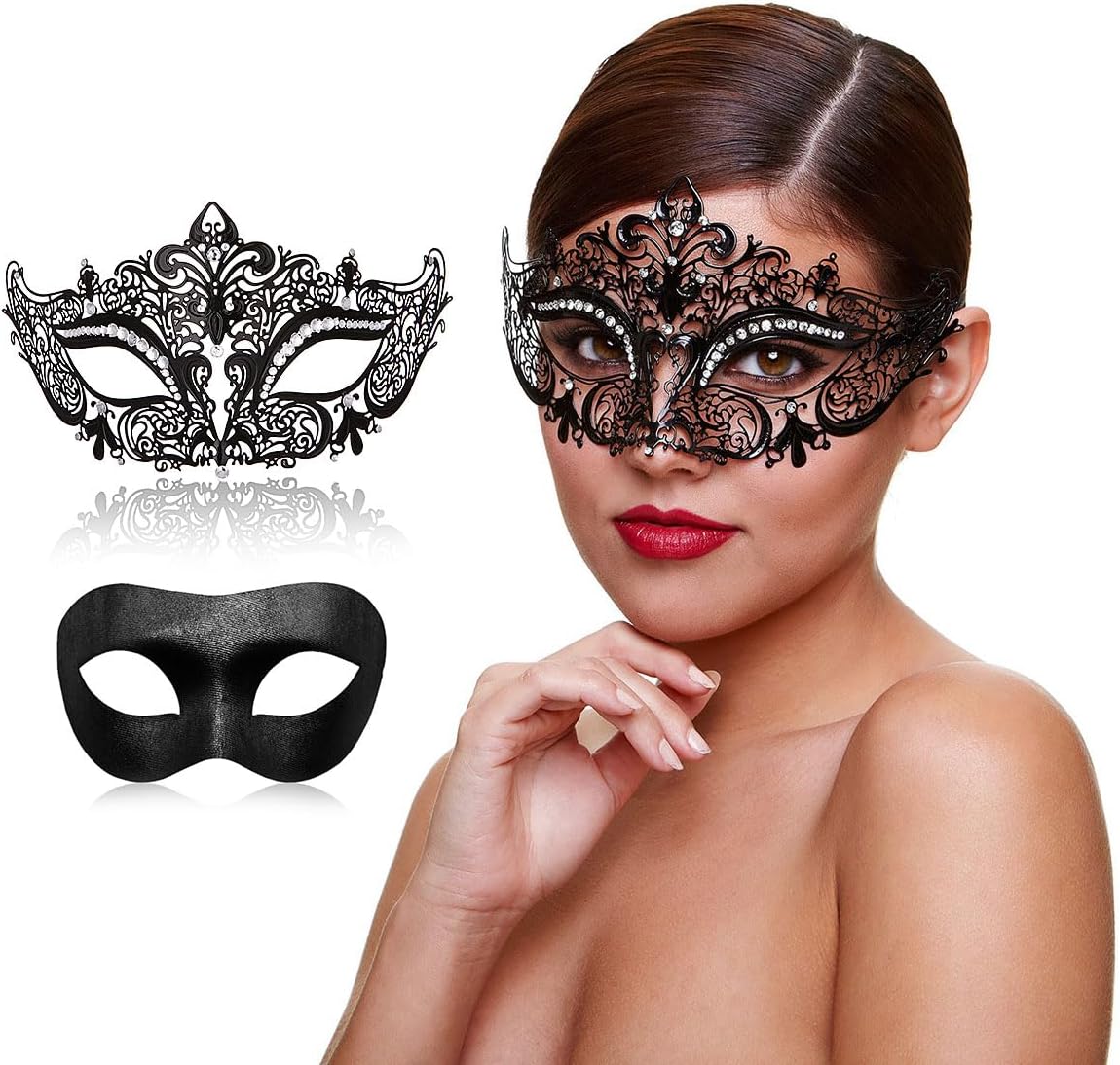 Couple Masquerade Mask for Women Men Laser Cut Metal Mask Venetian Mask for Party Ball
