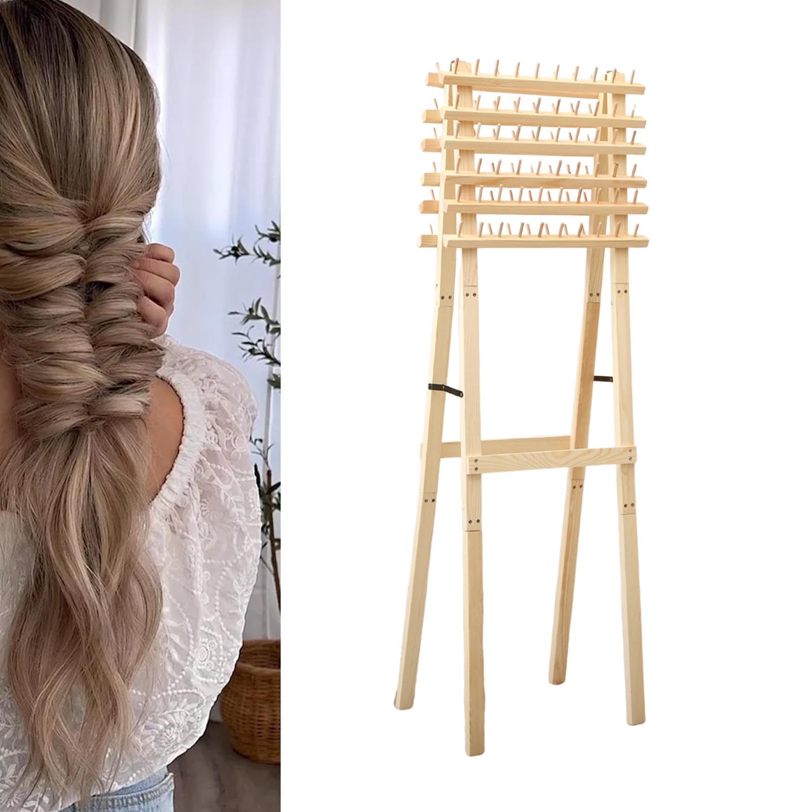 Support à Tresses En Bois, Support à Tresses Double Face, Support pour Extensions de Cheveux, Support à Tresses En Bois pour Extensions