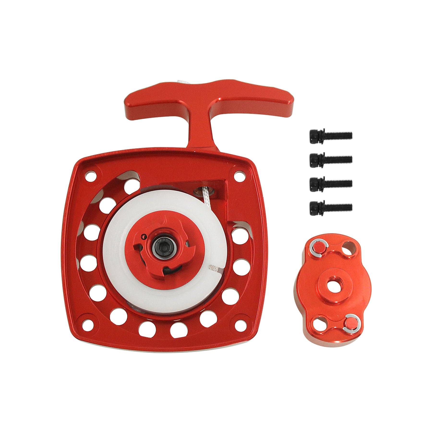 smTSRC Metal Engine Easy Pull Starter for 1/5 HPI KM BAJA Losi 5ive T FG MCD RedCat RC Car Parts (Red)