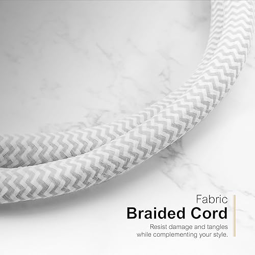 Miniatura 7 de GE Protector SurGE de 9 tomas, 2480J, cable trenzado de 6 pies, cable extensoin para escuela, hogar, oficina, color blanco - 82596