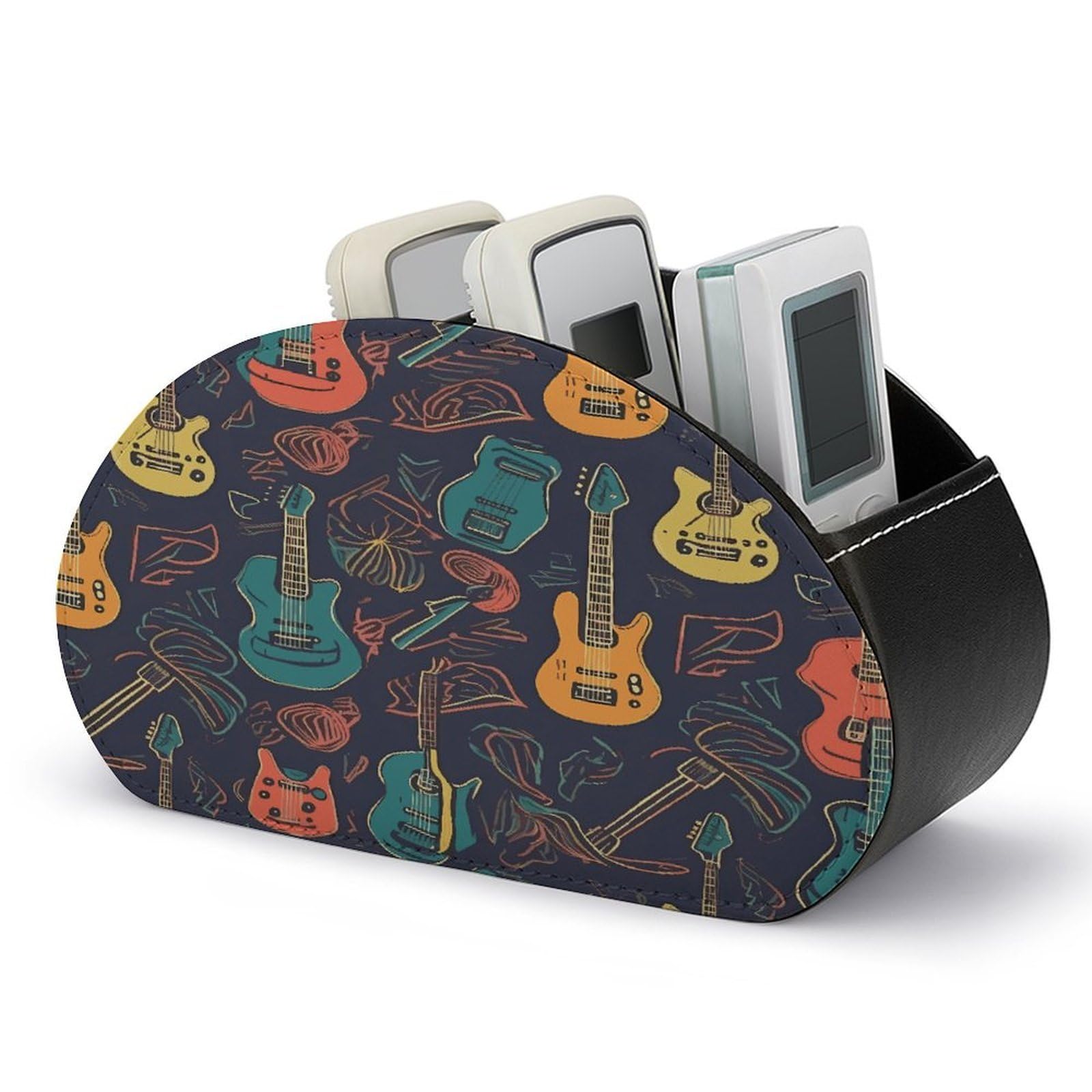 Btcowzrv Style Guitarra Pattern Remote Control Holder With 5 Compartments