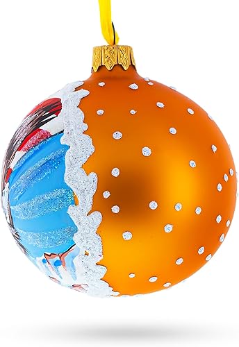 Miniatura 2 de Bandera de Estados Unidos y bola de cristal de águila calva adorno de Navidad 3.25 pulgadas