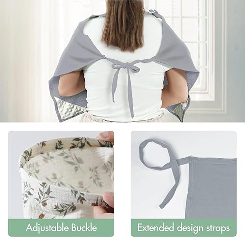 Miniatura 4 de Paquete de 2 fundas de lactancia de muselina para lactancia materna, fundas transpirables para lactancia materna con cuello de arco, funda de