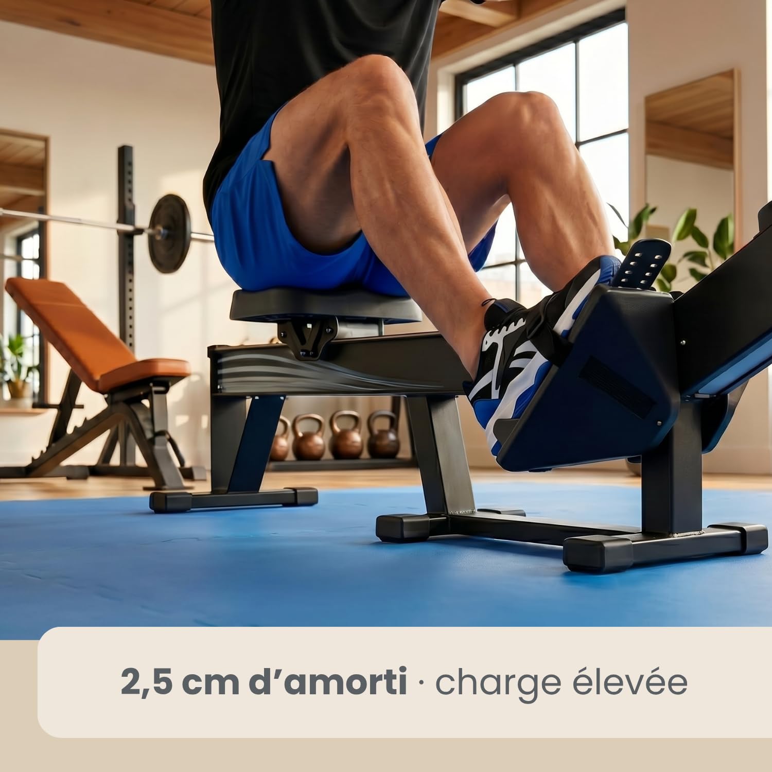 EYEPOWER Tapis Puzzle de Sport 90x90cm en Mousse EVA 25mm d'épaisseur Extensible INCL encadrement Noir Bleu
