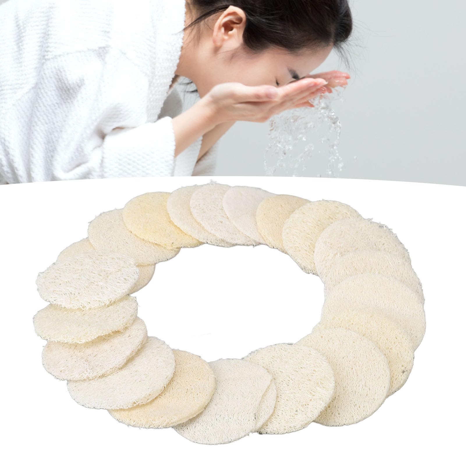 20 Piezas de Esponja de Lufa Exfoliante Corporal, Limpieza Facial 100%, Almohadilla Exfoliante para Cuerpo y Cara, Cuidado Corporal para Baño, Spa, Ducha, Cepillo Removedor de