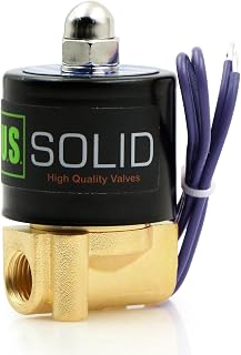 U.S. Solid 1/4" Brass Solenoid Valve 12V DC Normally Closed VITON Seals - Direct Acting for Air Gas Fuel Irrigation RO Systems