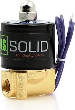 U.S. Solid 1/4 Brass Electric Solenoid Valve - 12V DC, VITON Gasket, Direct Acting, Normally Closed for Air, Gas, Fuel Applications