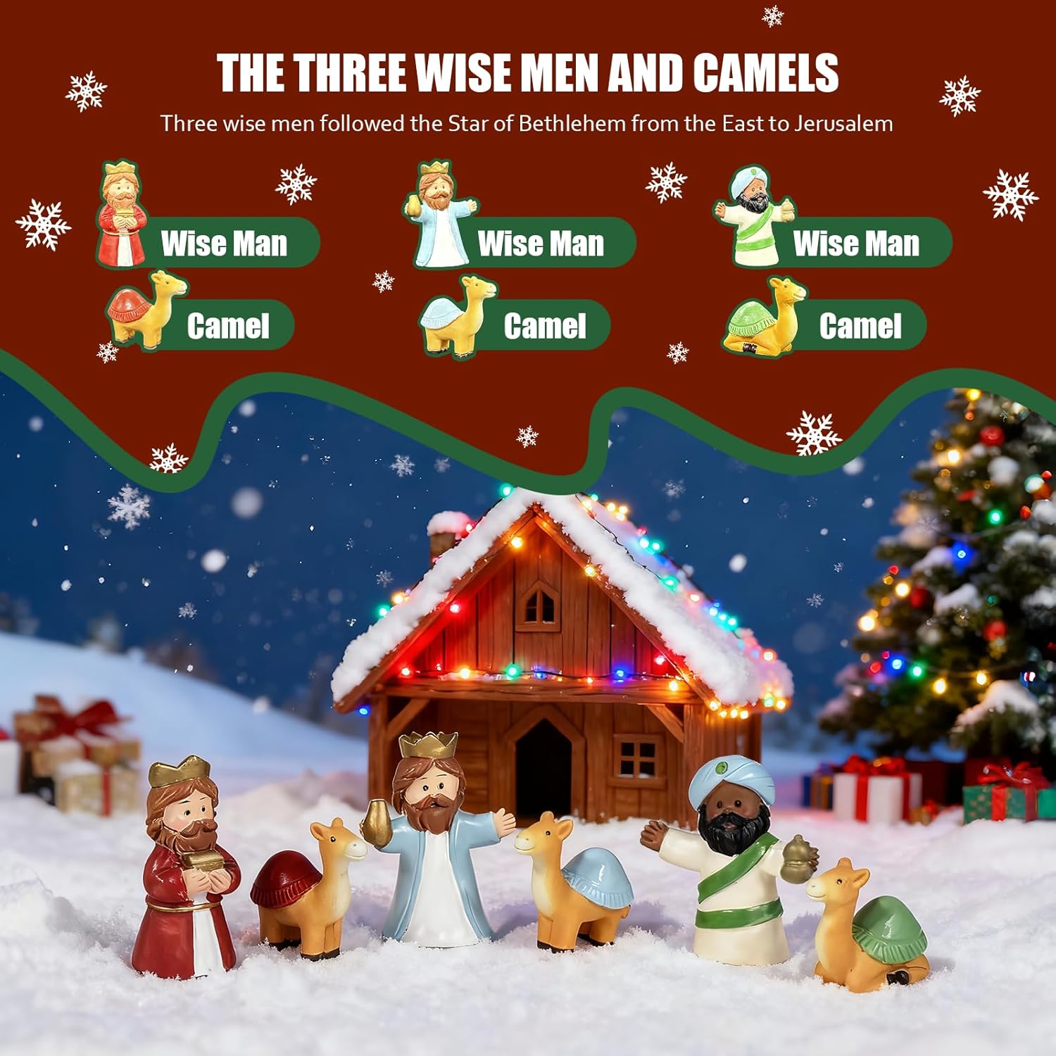 Advent Calendar 2025, Nativity Set for Kids Christmas Countdown Calendars with 25 Surprises Tabletop Scene Figurine Décor with Lighted Xmas Gift for Boys and Girls