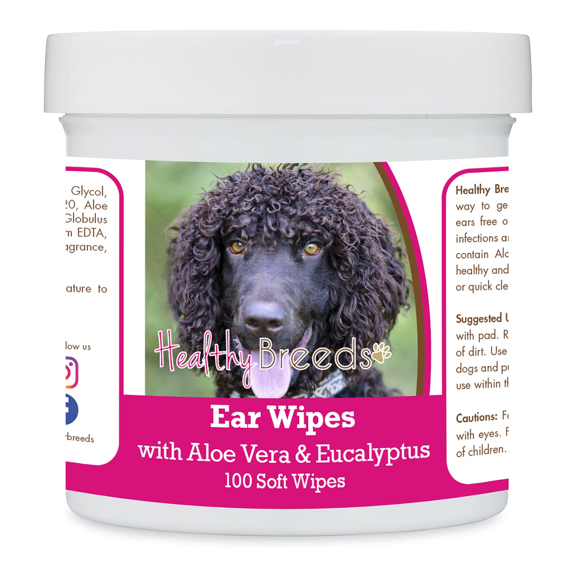 Healthy Breeds Irish Water Spaniel Ear Cleaning Wipes with Aloe &amp; Eucalyptus for Dogs 100 Count