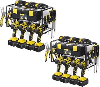 Tuenort 2 Pack Power Tool Organizer, Garage Organization and Storage, Drill Holder Wall Mount, Utility Rack for Cordless Drill, 3 Layers Heavy Duty Metal Tool Shelf,Christmas Gift for Men Dad