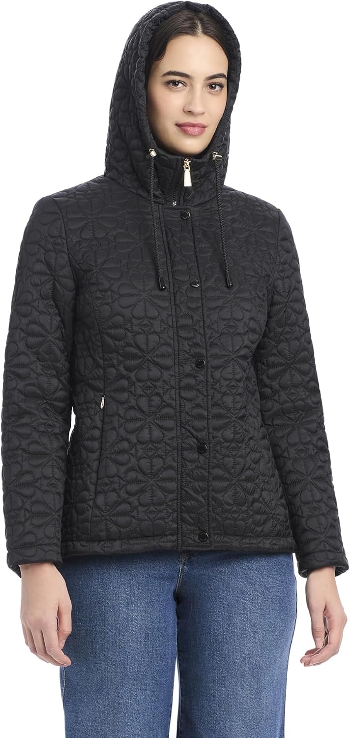 kate spade new york womens Spade Flower-quilt Hooded Jacket - Image 6