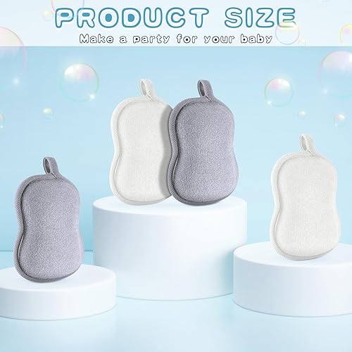 Miniatura 33 de Tatuo Esponja de baño para bebé, 4 piezas, esponja de algodón suave y absorbente, esponja para niños, bebés, hombres y mujeres (rojo, morado)