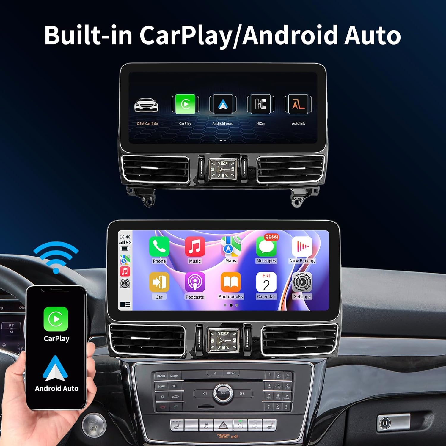 Wireless CarPlay/Android Auto 12.3 Inch Touchscreen for Mercedes Benz GLE/GLS (2016-2018) with NTG5.0/5.1/5.2 System, Car Radio Receiver, Multimedia, Bluetooth, Car Stereo
