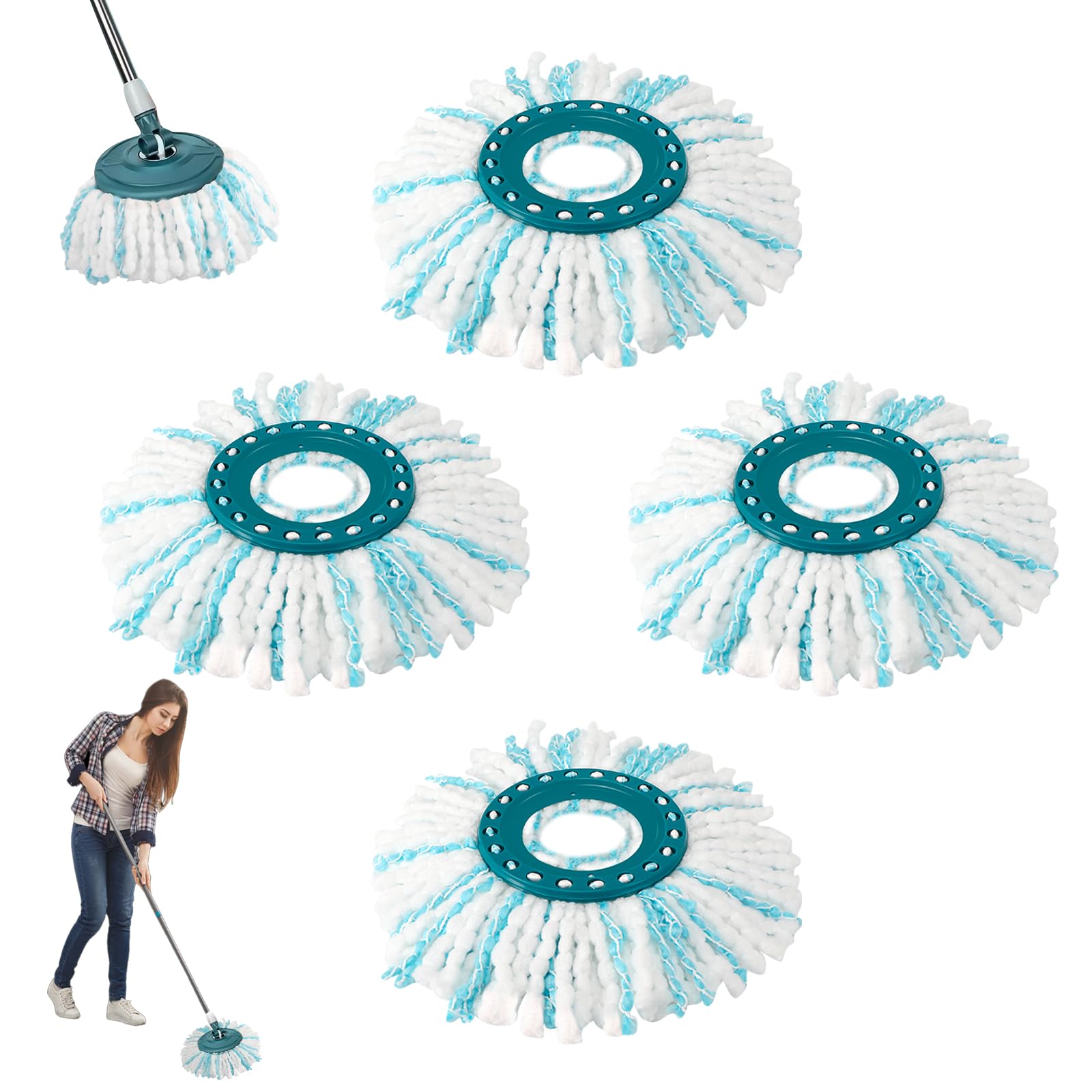 4 Pièces Serpillères de Rechange pour Leifheit Profi XL en Kit,47x17cm