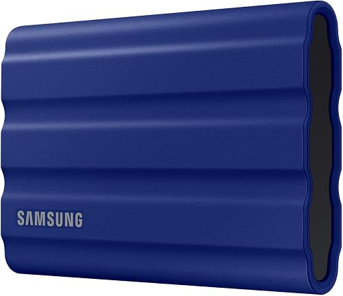Samsung SSD Externe T7 Shield, 2 to, Bleu, MU-PE2T0R/EU, Vitesse de Lecture/écriture jusqu'à 1050Mo/s, USB 3.2 Gen 2 - 2