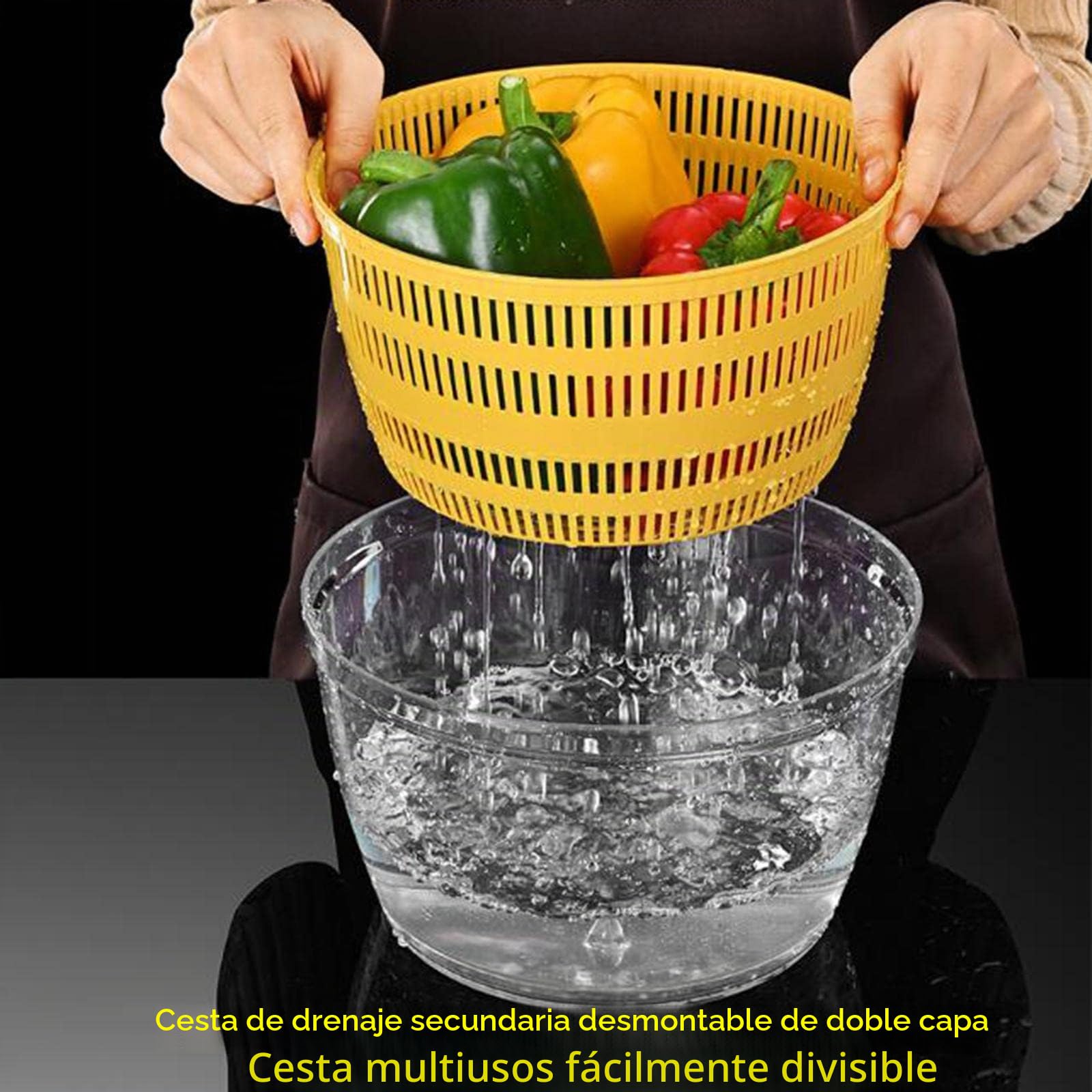Spinner Eléctrico Recargable para Verduras, Secador de de Secado Rápido Automático, para Cocina, Lechuga, Producción de Cebolla, Ajo, Gris