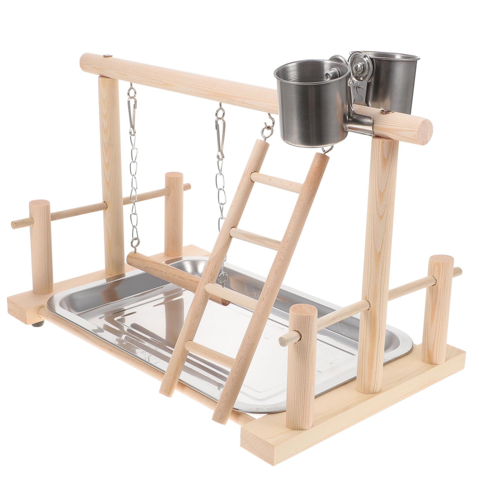 COLLBATH 1set Stand Per Uccelli Legno Naturale Palestra Per Pappagalli e Cockatiel Gioco Interattivo Da Tavolo Centro Attività Per Pet Allenamento e Divertimento Per Uccelli Struttura