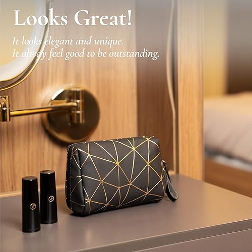 Miniatura 5 de ZENPUNK Bolsa de cosméticos, bolsa de maquillaje impermeable portátil, bolsa de maquillaje para niñas y mujeres, Negro -