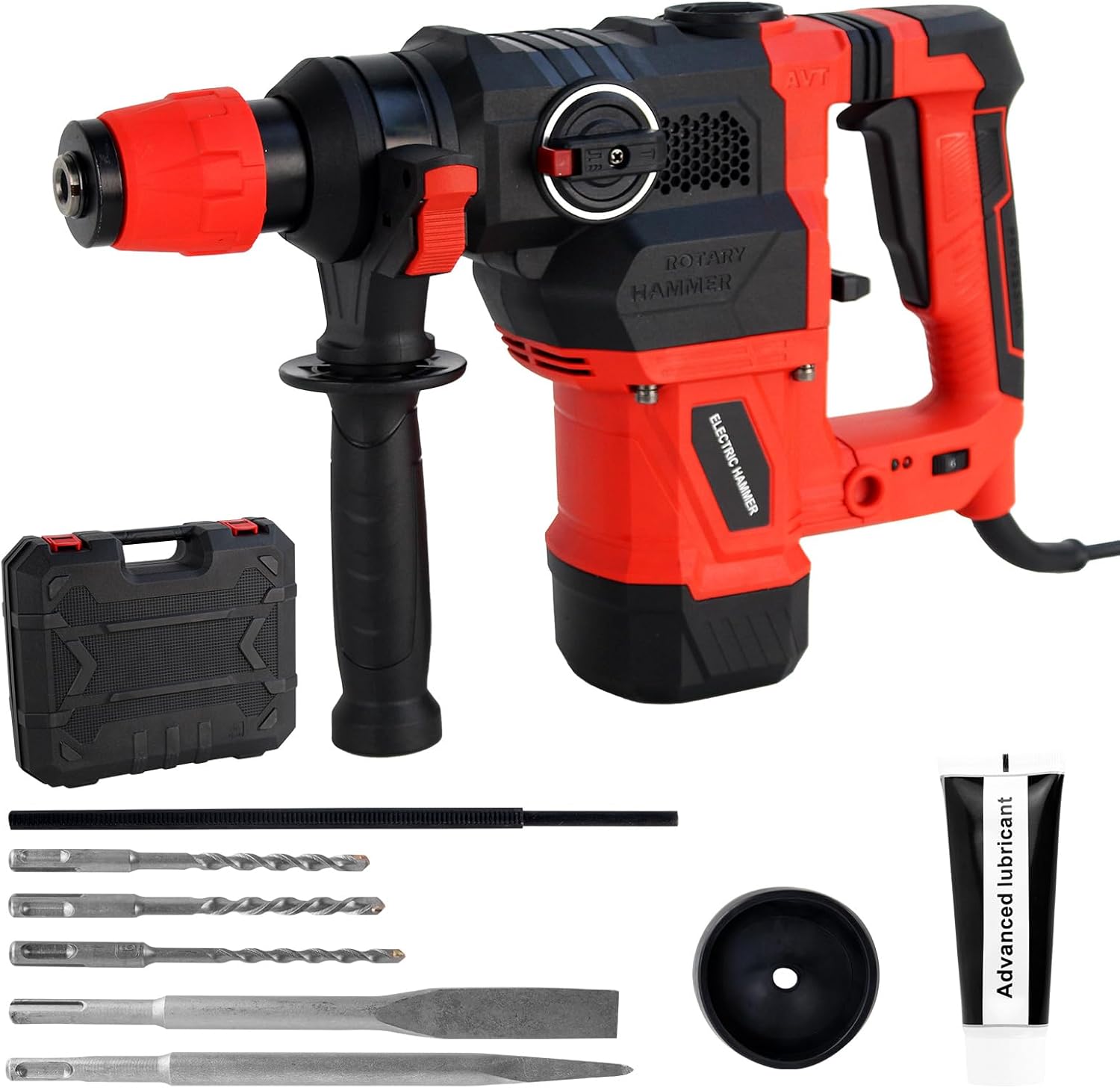 Hammer Drill for Concrete, 1-1/4 Inch SDS-Plus Rotary Hammer Drill 3-IN-1 Function, 1300W for Concrete Drilling, Tile Removal, Demolition, Complete Kit (3-IN-1 Multifunctional Model)