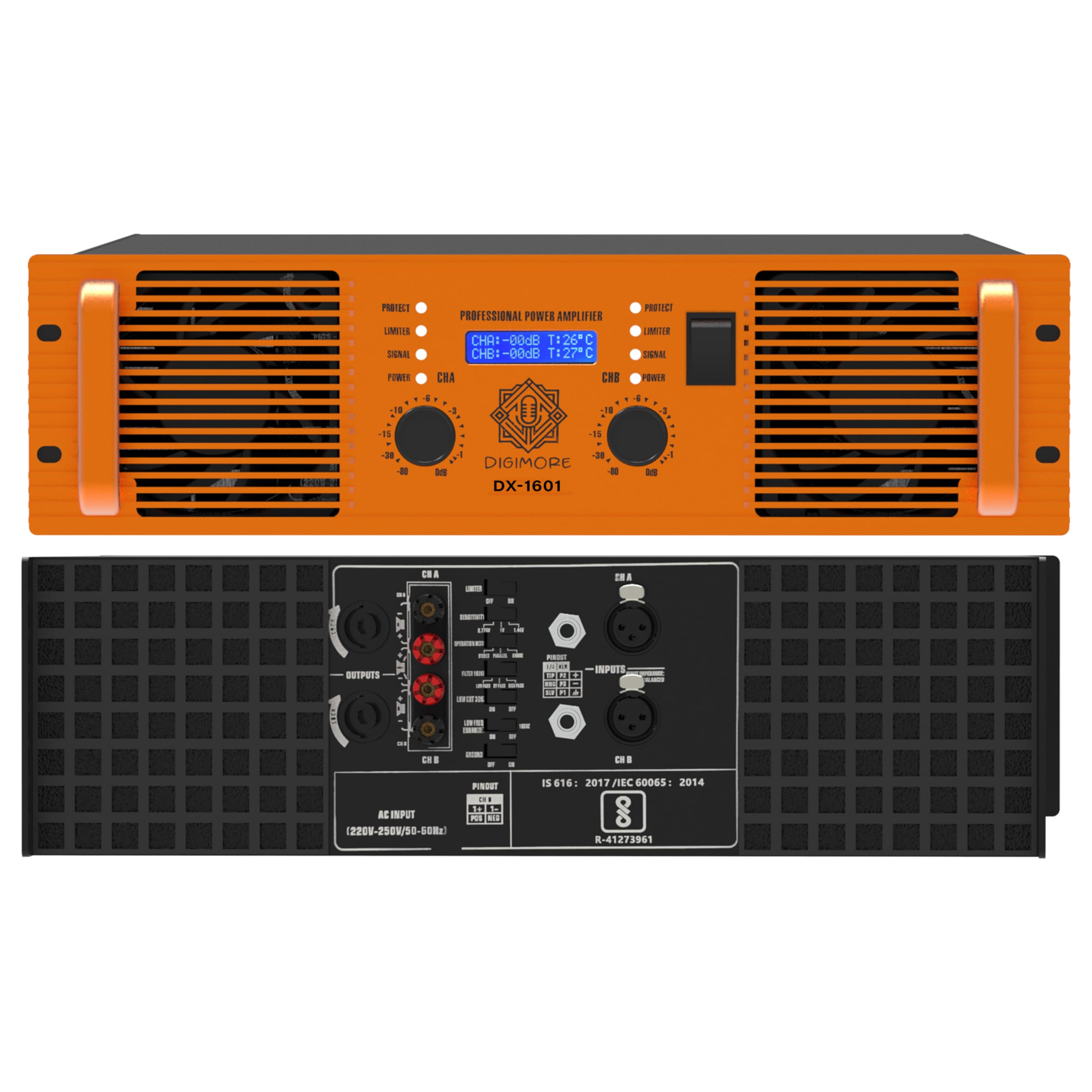 Digimore Class H Professional Power Amplifier| Dual Channel| 1600W x2 @8Ohms| 2700W x2 @4Ohms| 3200W x2 @2Ohms| Cooling Fans and Overheat Protection| for Concerts, DJ rigs, Auditoriums (DX-1601)-image-26