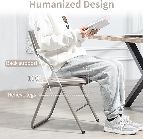 Miniatura 5 de HOMEFUN Paquete de 4 sillas plegables acolchadas, sillas de comedor plegables con cojín, asiento adicional portátil y ensamblado para invitados