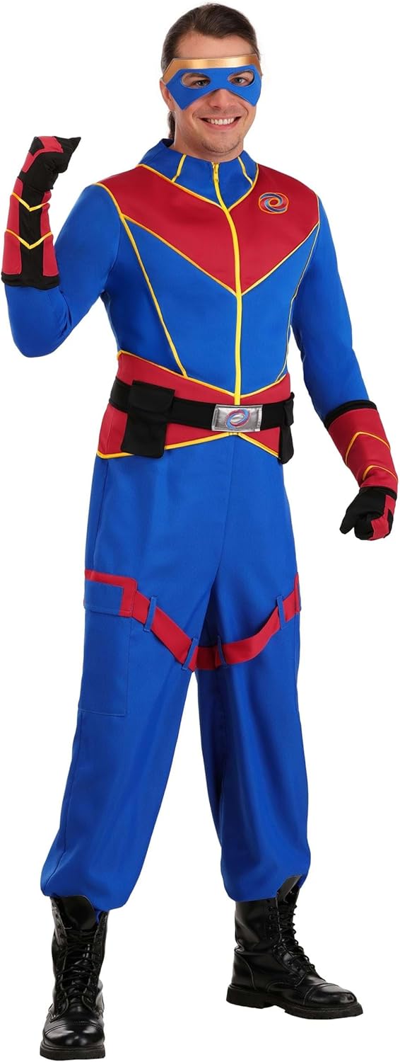 Men's Nickelodeon Henry Danger Captain Man Costume for Adults with Mask, Gloves & Belt - Officially Licensed
