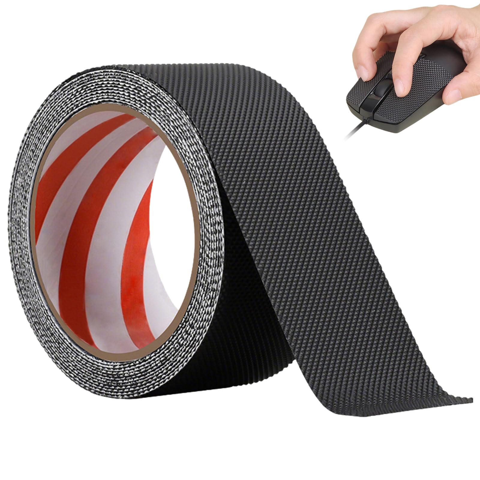 2.5cm x 5m Black Self-Adhesive Rubber Anti-Slip Grip Tape for Tools Bikes