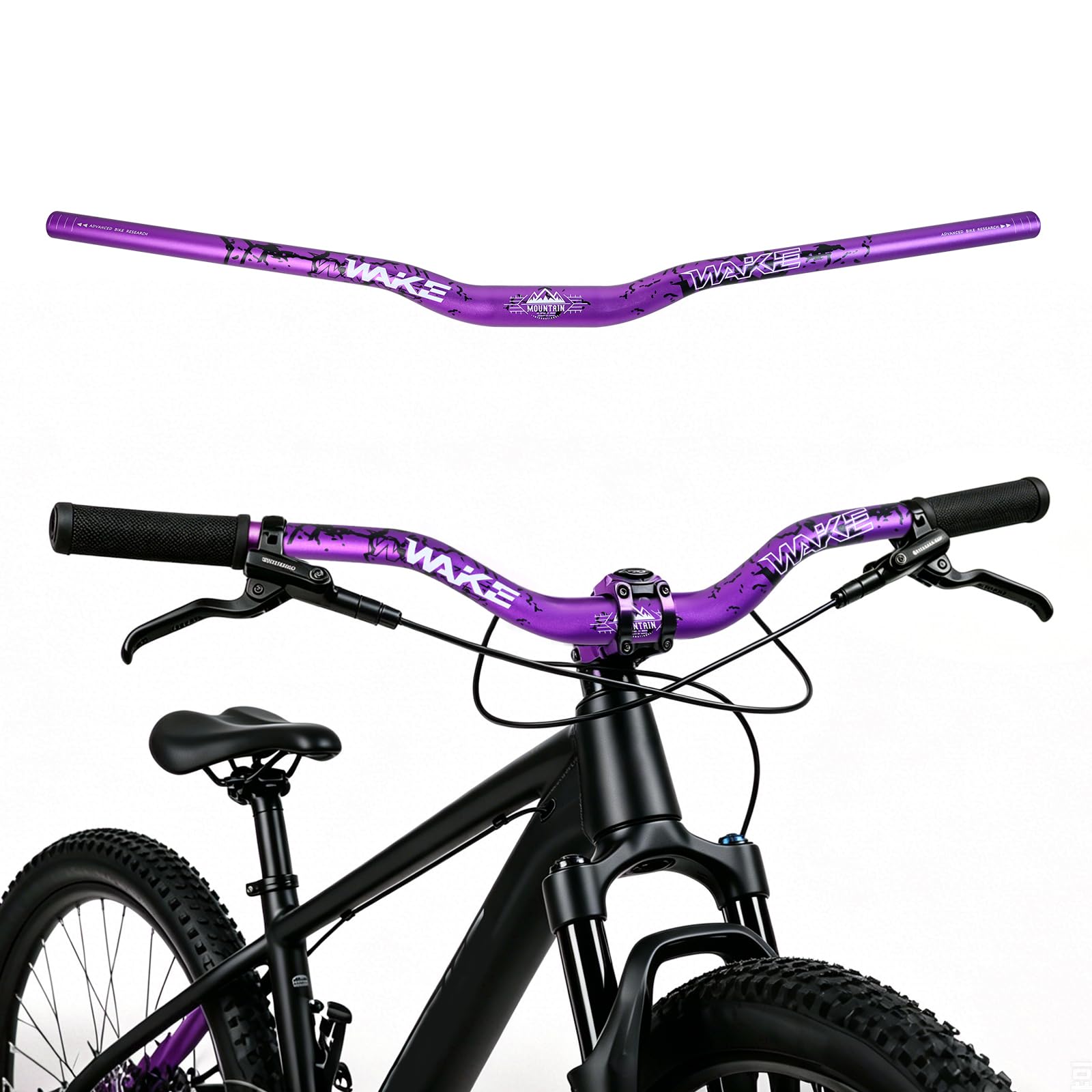 WAKE Bike Handlebar 31.8 × 720/780 mm Extra Long Wide Riser Bar Aluminum Alloy Bicycle Handlebars Riser 30/55 mm Bike Bars for Cycling MTB Mountain Road Bike (720, 30 mm - Purple)