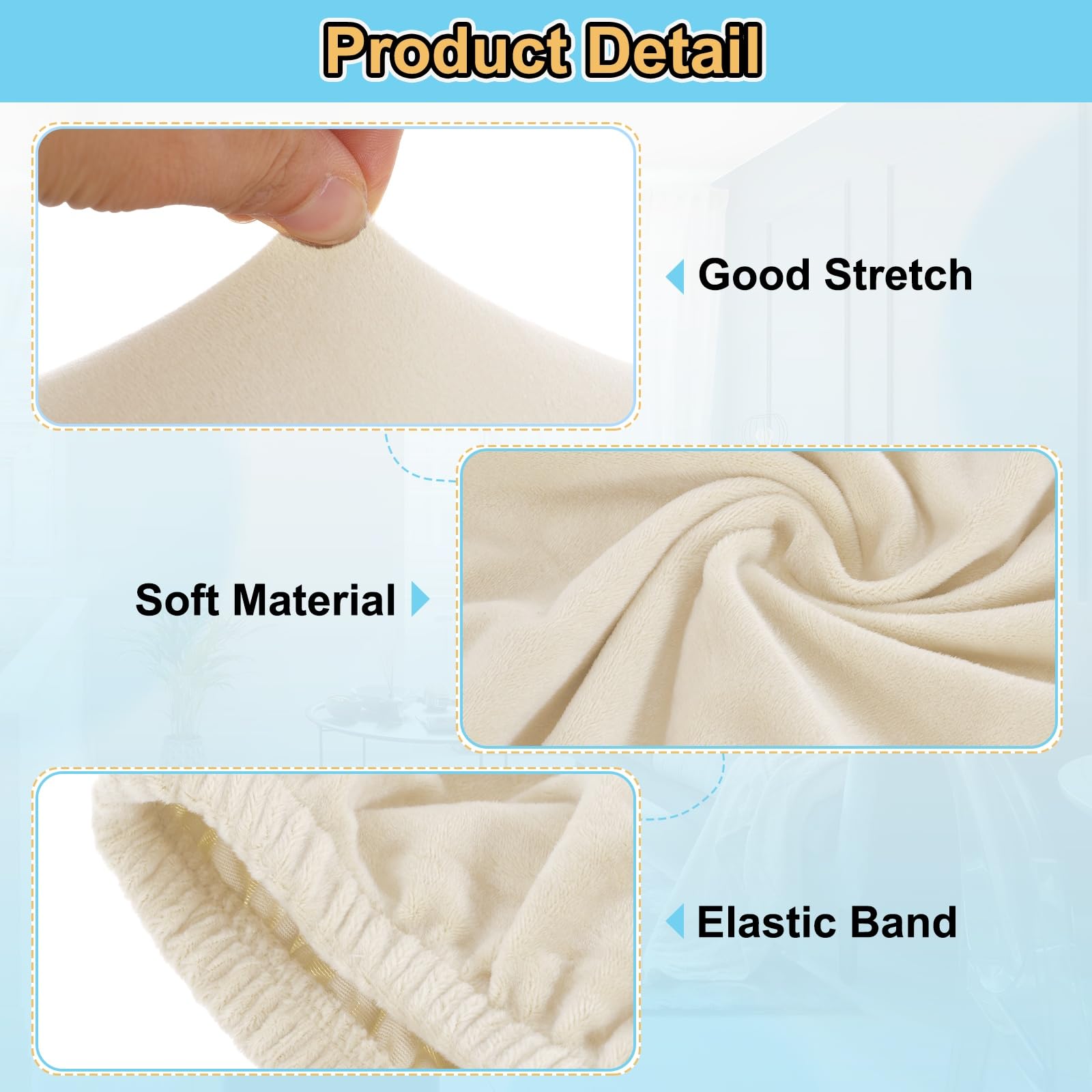 QUARKZMAN Copri Poggiapiedi Allungabile Copertina Quadrata Poggiapiedi Con Elastico Protettore Per Soggiorno Camera a Lunghezza 33-45.7cm/13-18 Pollici, Beige Chiaro