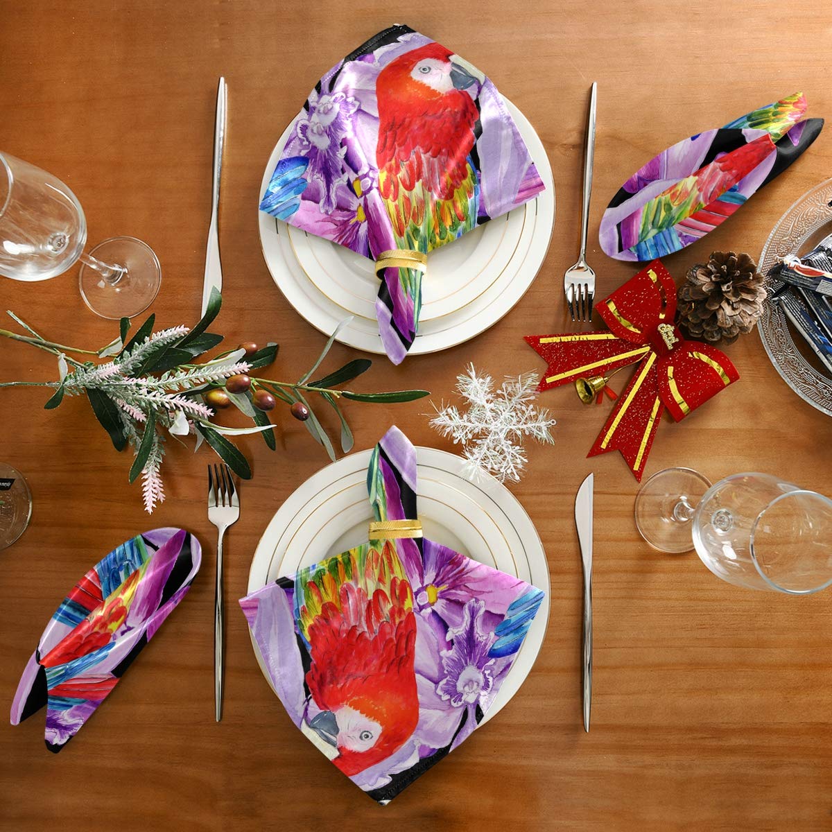 Set Di 4 Tovaglioli Di Stoffa Con Libellule – 50x50 Cm – Lavabili E Riutilizzabili – Poliestere