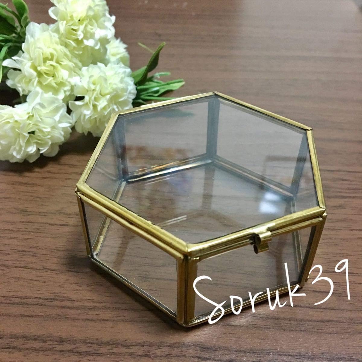 Amazon Co Jp ガラスケース Lサイズ マライカ 六角形 結婚式 リングピロー ジュエリー