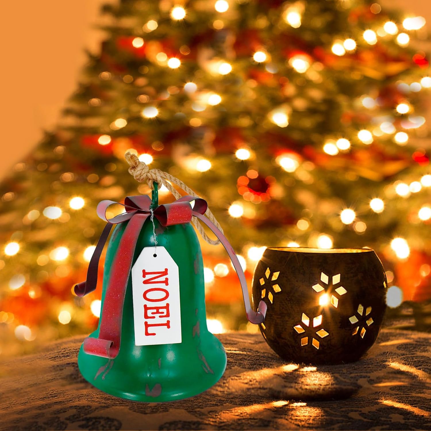 Metal Christmas Bell for Decoration Decorative Bell Hanging Ornament for Christmas Tree Wall Decor Rustic Christmas Joy Noel Bell Xmas Door Hanger Sleigh Bell Holiday Party Favors