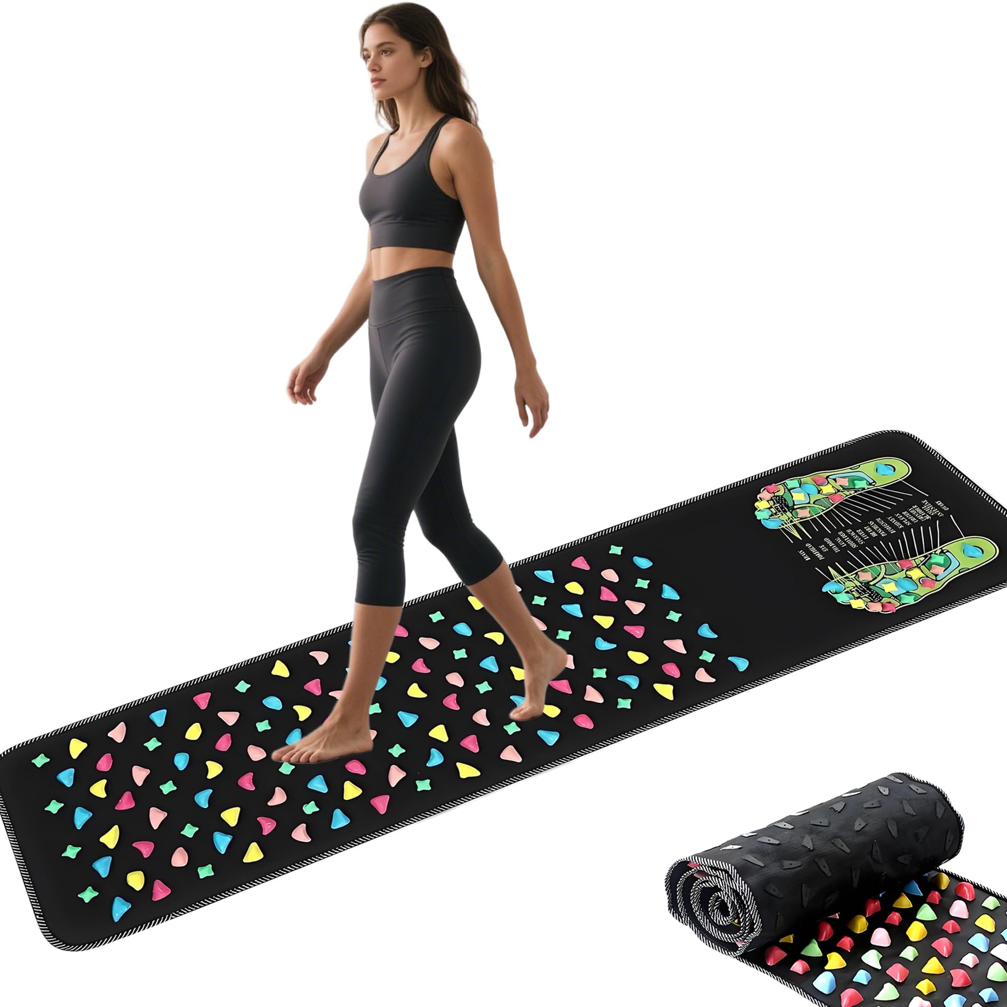 HANTNILL Foot Massage Mat,Reflexology Foot Pressure Point Mat,Acupressure Mat for Feet Relaxes(68.9 x 13.78 Inches)