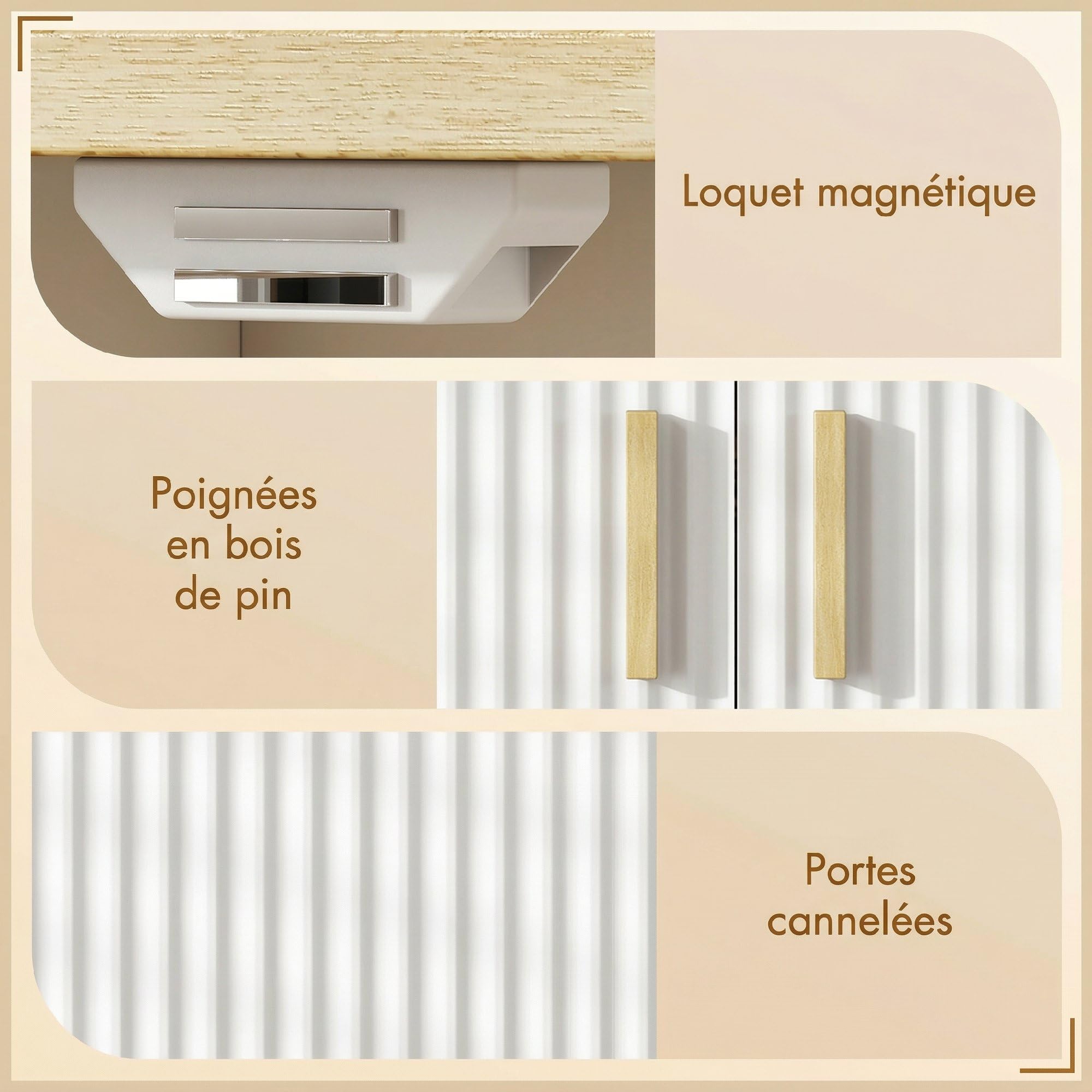 HOMCOM Meuble sous lavabo, Meuble de Salle de Bain avec 2 Portes et étagère réglable, Armoire de Salle de Bains sous lavabo, Style Moderne, 60 x 30 x 61 cm, Blanc