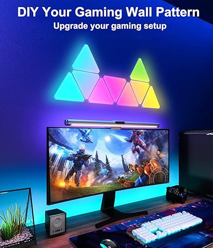 Miniatura 5 de Paneles de luz triangulares, luces RGB para juegos para configuración de juegos, luces LED triangulares de pared con 6 puertos de conexión,