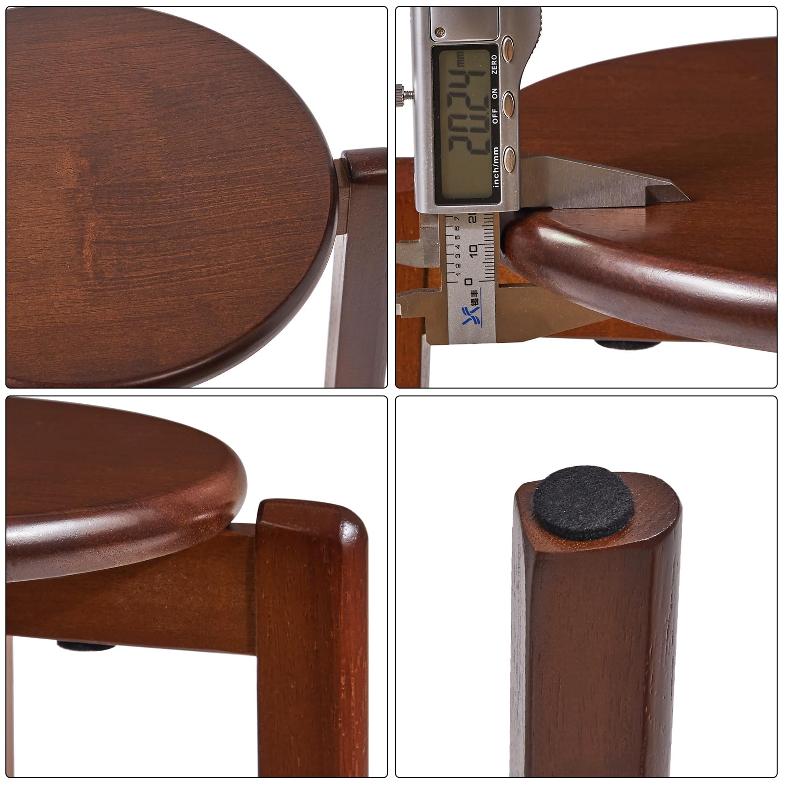 YMYNY Lot de 4 Tabourets Empilables, Tabourets de Bar Ronds, Structure en Bois, Tabourets Courbé Antidérapant, pour Maison, Bureau, Salle à Manger, Cuisine, Restaurant ‎27 x 27 x 45CM Brun HBD026H-4