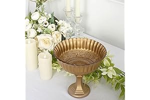 Efavormart 7" Gold Glass Roman Style Wedding Compote Floral Bowl Centerpiece, Antique...