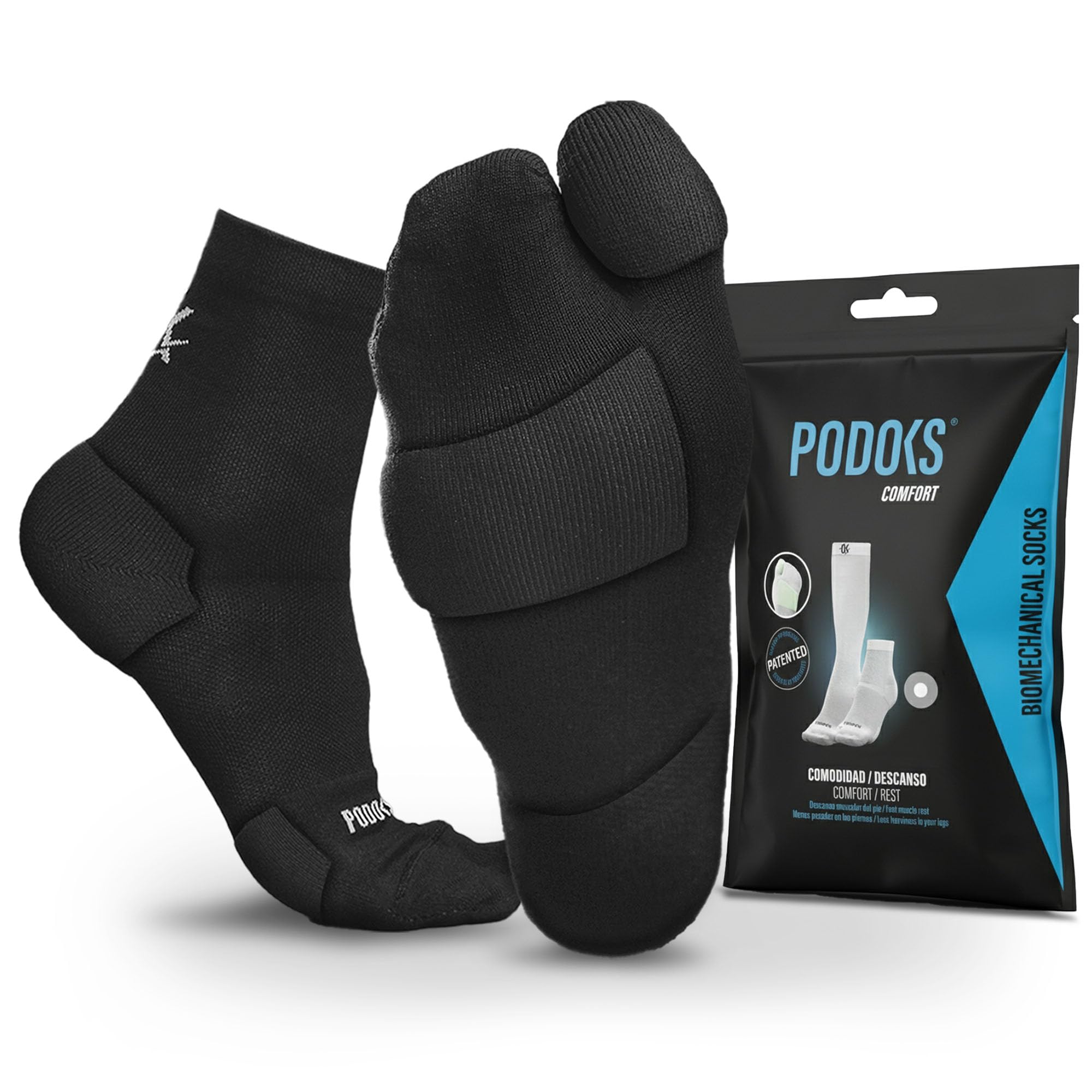 Calcetines Fascitis Plantar Hombre y Mujer | Calcetines de Compresion con Tejido Coolmax | Contiene Almohadillado Estratégico y Separación del primer dedo | Fabricado en España
