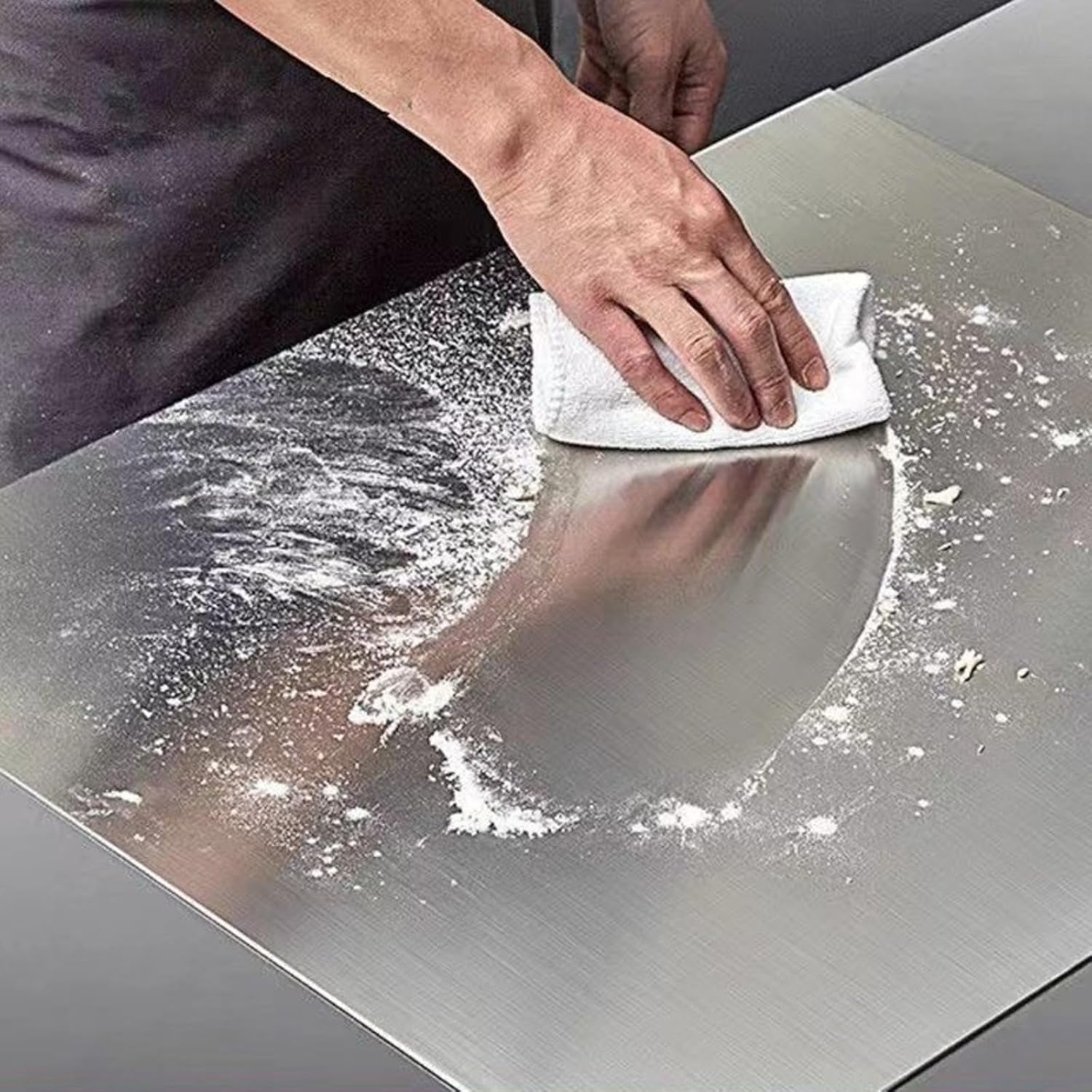 Stainless Steel Cutting Board, Thickened Double-Sided Pastry & Dough Kneading Board, Heavy Duty Food Grade Kitchen Prep Table for Chopping Fruits & Vegetables, Commercial Countertop