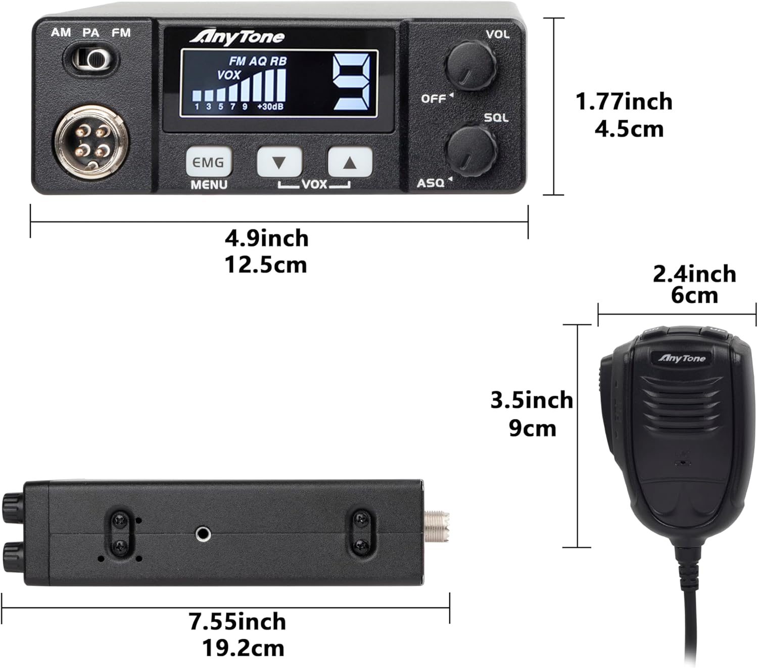 CB Radio 40 Channels AM/FM CB Radio Kit CB 27 MHz 40 Channel CB Radio Long Range CB Radio for Vehicle Truck Cars AT-505PRO CB Radio with Squeltch