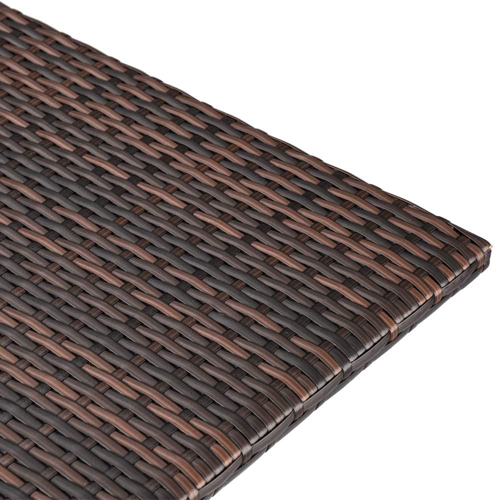 Outdoor Patio Wicker Bar Counter Table Backyard Furniture, 2 Layer Shelves and Wine Racks for Poolside, Backyard, Garden, Porches